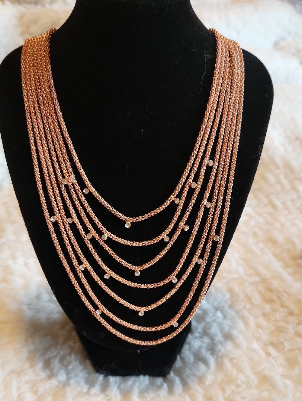 Nicole Miller Multi-Strand Rose Gold Layered Necklace with Accent Stones